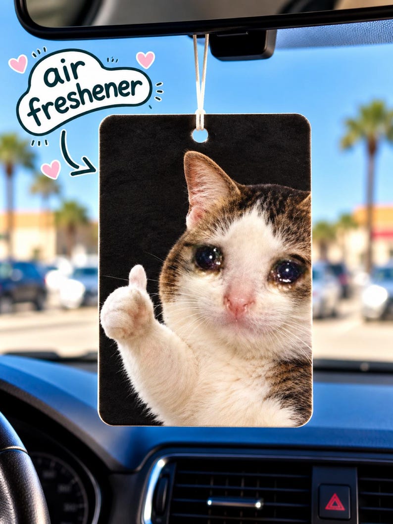 Crying Cat Funny Meme Car Air Freshener